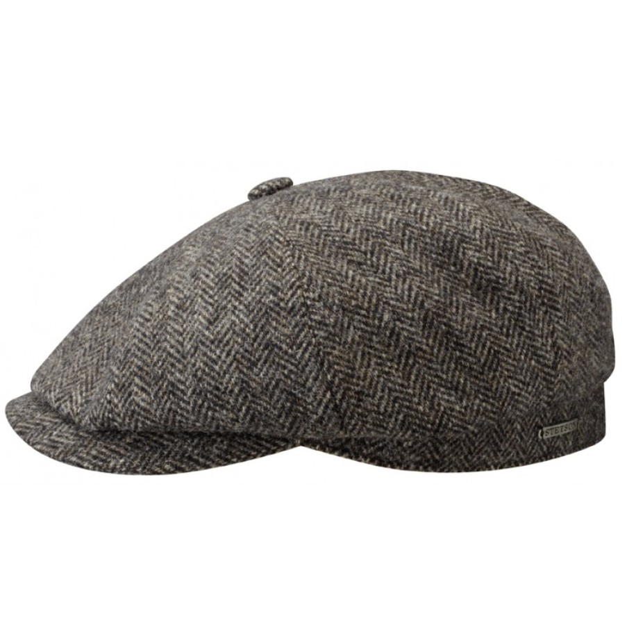 Men'S Stetson | Hatteras Wool Herringbone 6840514 Cap - Black