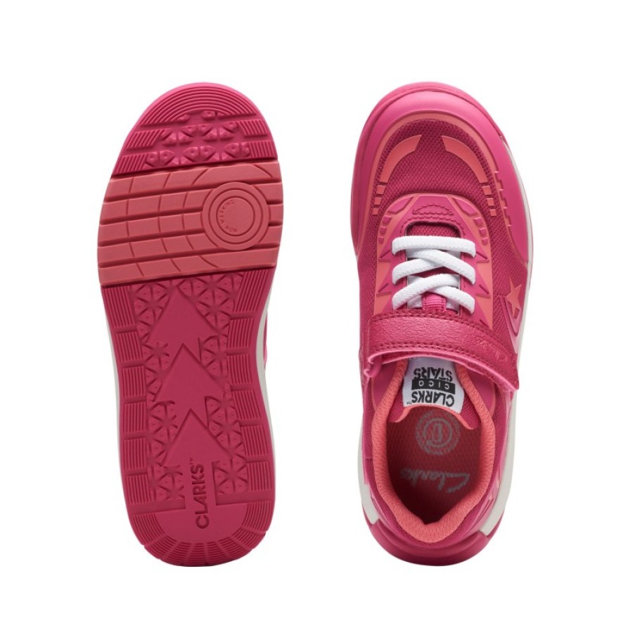 Children'S Clarks Girls Trainers | Cica Star Flex Kid Trainer - Pink Combi Synthetic