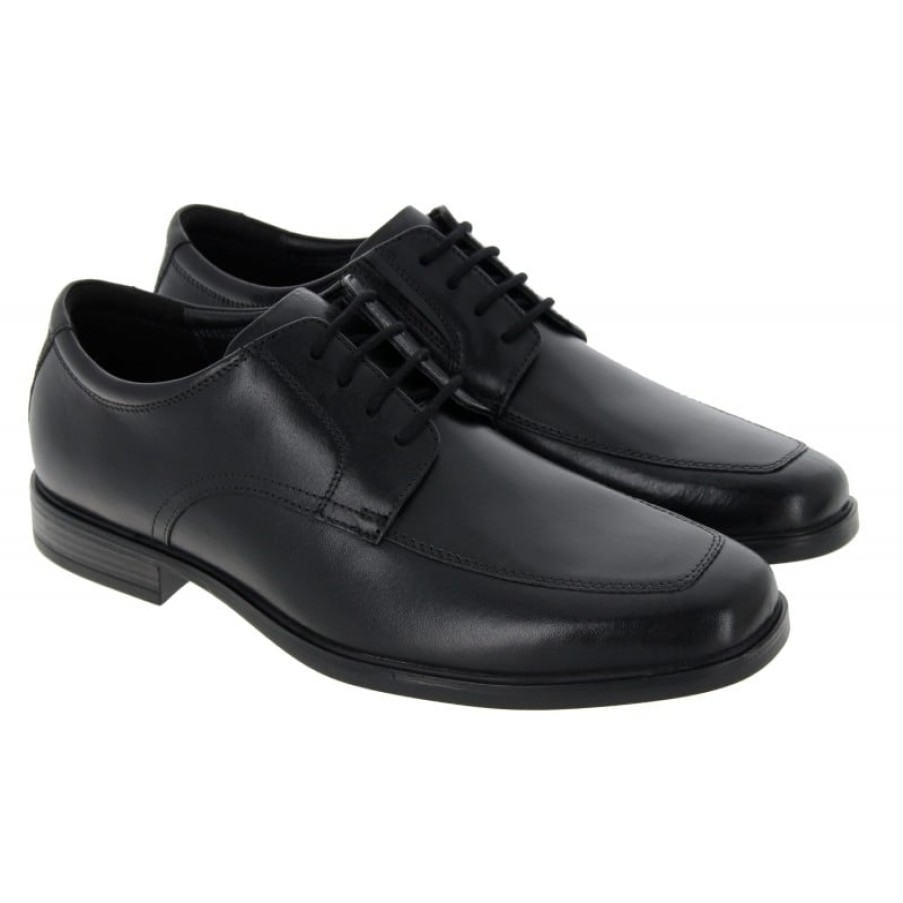 Children'S Clarks Teen Boys School Shoes | Howard Apron Shoes - Black Leather