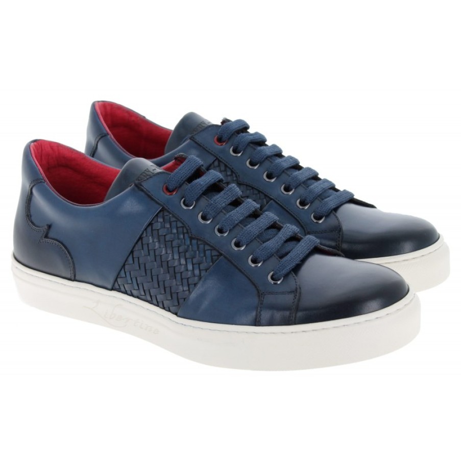 Men'S Jeffery West | K842 Trainers - Dark Blue Woven Leather