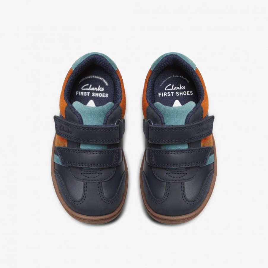 Children'S Clarks Boys Shoes | Flash Den Kid Shoes - Navy Combi