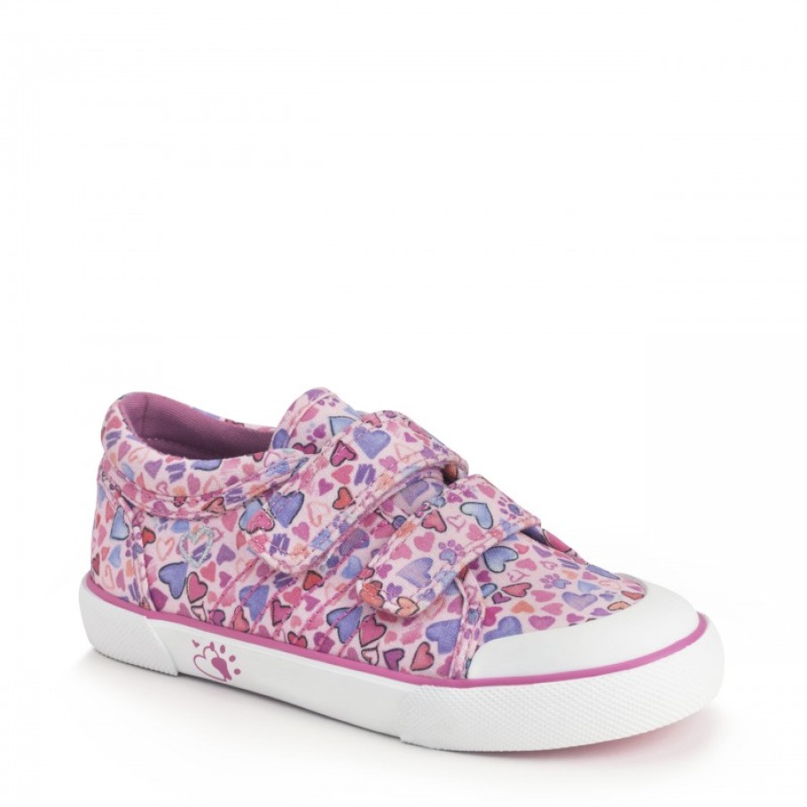 Children'S Start-Rite Girls Canvas Shoes | Loveheart Canvas Shoes - Pink Heart