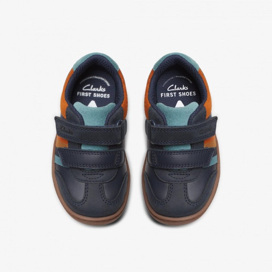 Children'S Clarks Boys Trainers | Flash Den Toddler Shoes - Navy Combi