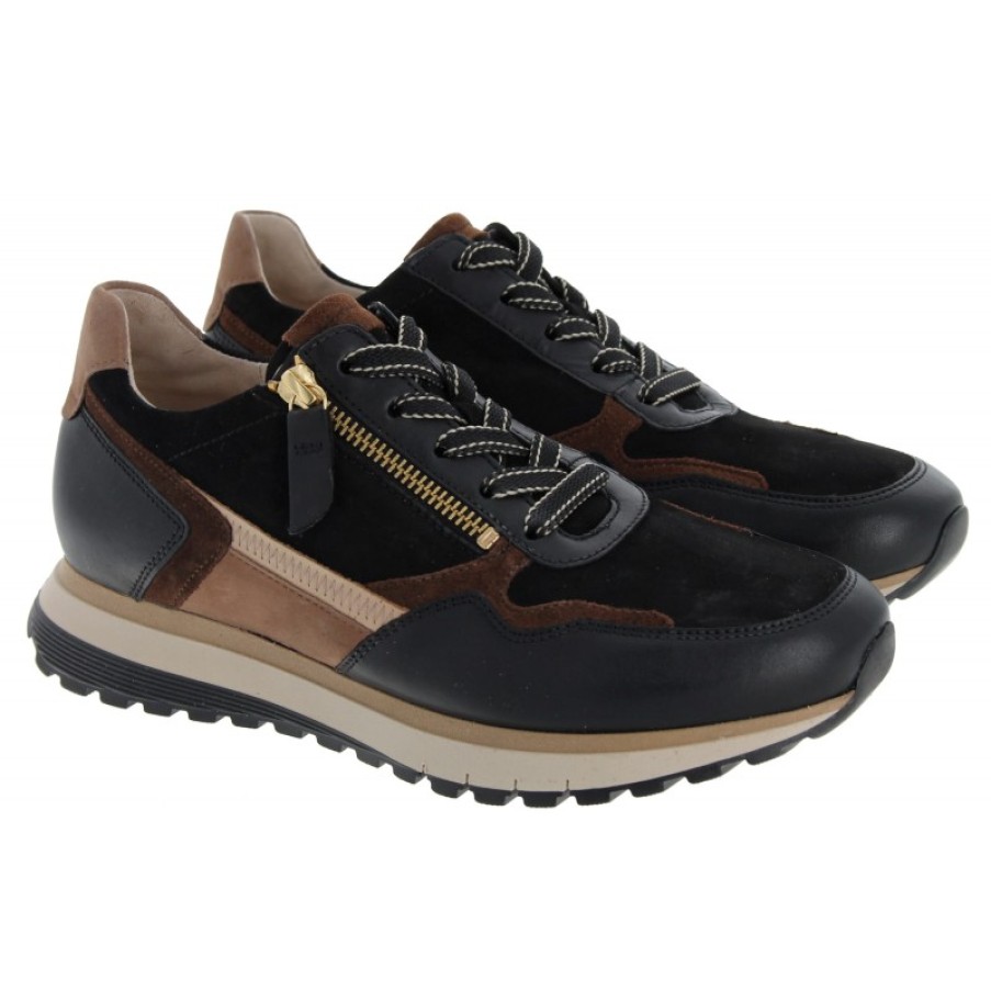 Women'S Gabor | Hollywell 36.378 Trainers - Black Suede