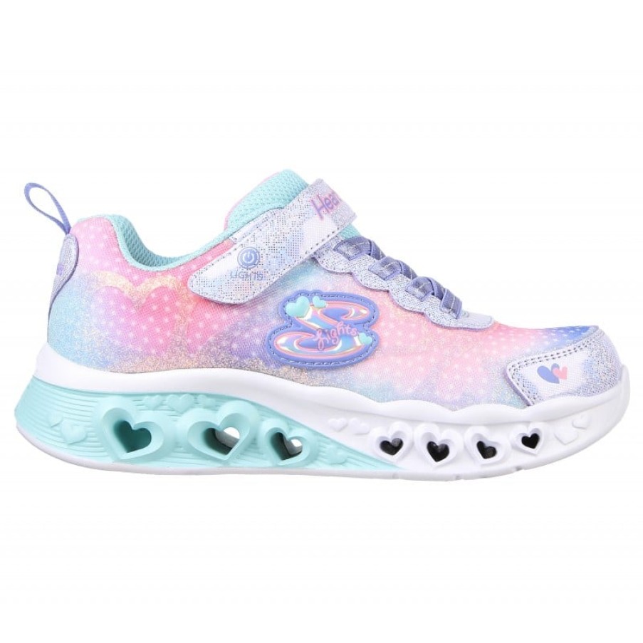 Children'S Skechers Girls Trainers | Flutter Heart Lights 302315L - Lavender Multi