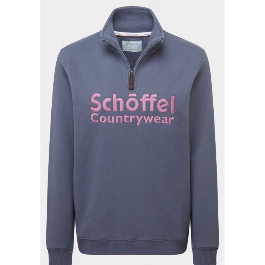 Women'S Schoffel | St Issey Sweatshirt 2303 - Slate Blue Cotton