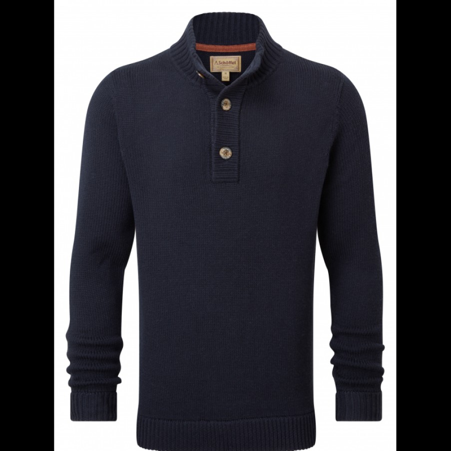 Men'S Schoffel | Kenmore Lambswool Mix Jumper 3000 - Navy