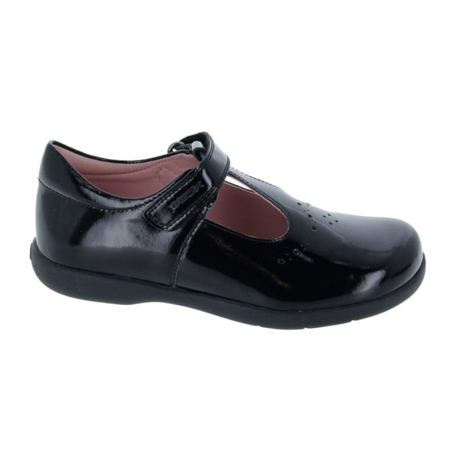 Children'S Geox Girls School Shoes | Naimara J16Fhb School Shoes - Black Patent