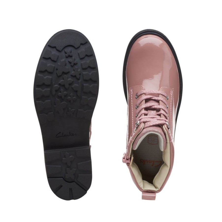 Children'S Clarks Girls Boots | Astrol Lace Kid Boots - Pink Patent