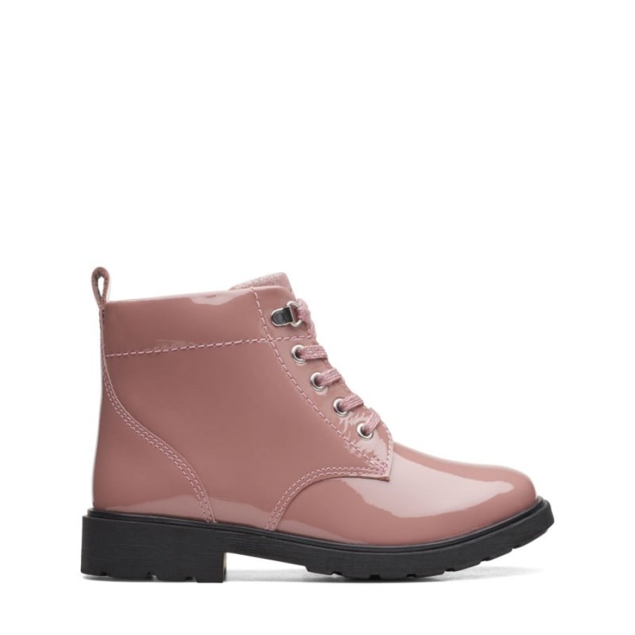 Children'S Clarks Girls Boots | Astrol Lace Kid Boots - Pink Patent