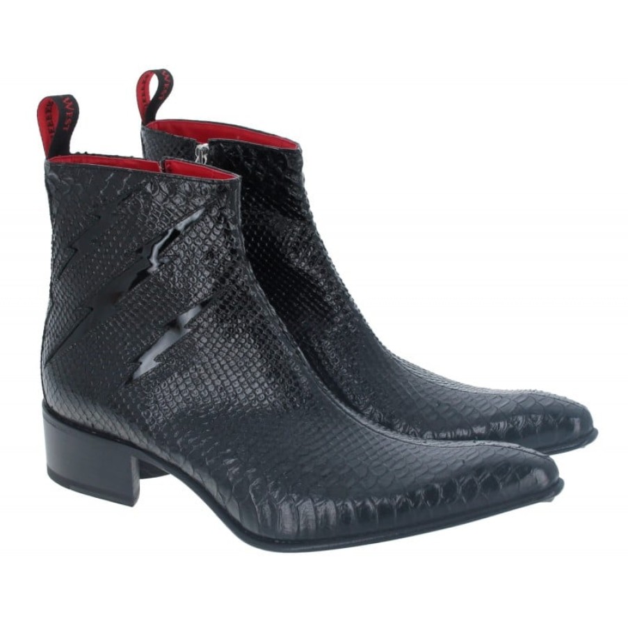 Men'S Jeffery West | Zeus Boots - Printed Diamante Black