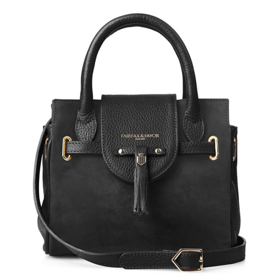 Women'S Fairfax and Favor | Fairfax & Favor Mini Windsor Handbag - Black Suede