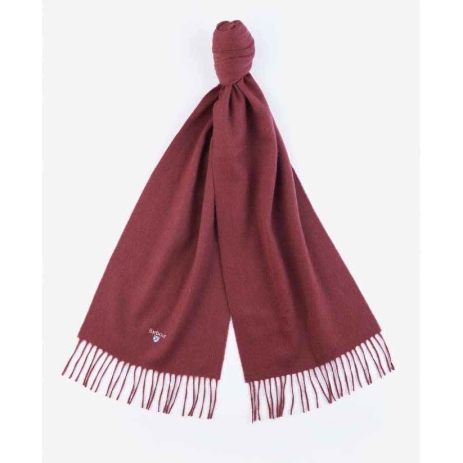 Men'S Barbour | Plain Lambswool Scarf Usc0008 - Port Red