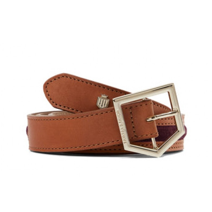 Women'S Fairfax and Favor | Fairfax & Favor Hampton Belt - Tan / Plum Suede