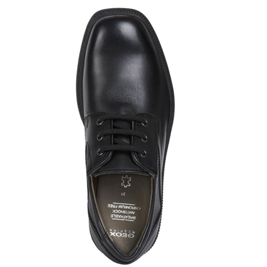 Children'S Geox Boys School Shoes | Federico C J04D1C School Shoes - Black Leather