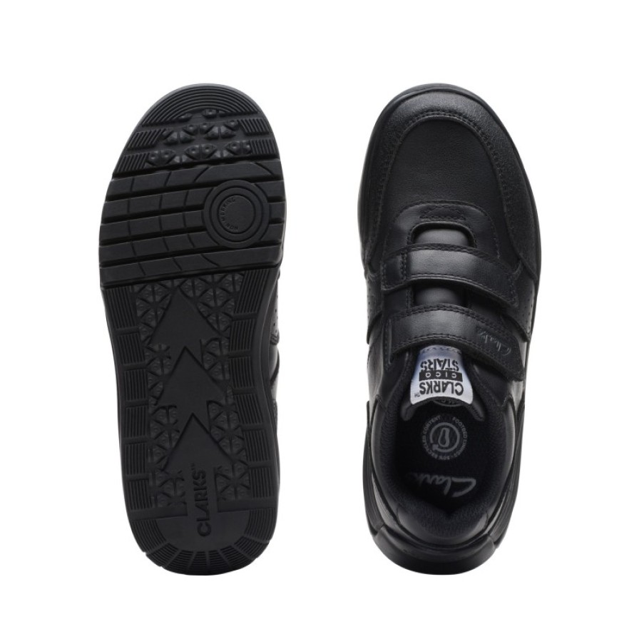 Children'S Clarks Boys School Shoes | Cica Star Orb Kid Trainers - Black Leather