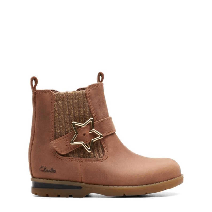 Children'S Clarks Girls Boots | Dabi Star Toddler Boots - Light Tan