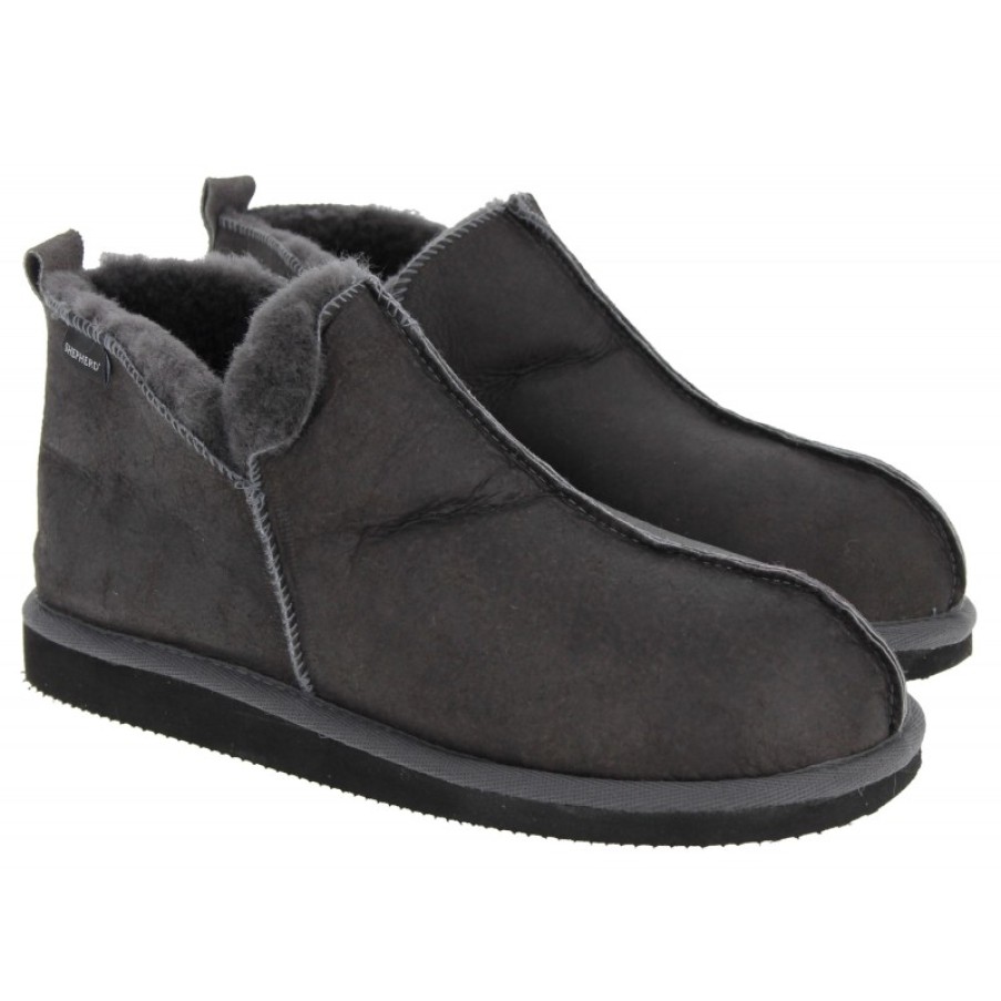 Men'S Shepherd of Sweden | Anton Mens Sheepskin Slippers - Antique/Asphalt