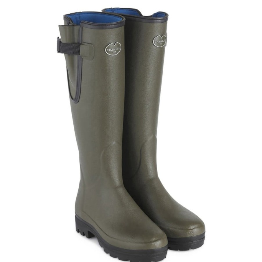 Women'S Le Chameau | Vierzonord Neoprene Ladies Wellingtons 1175 - Vert Chameau