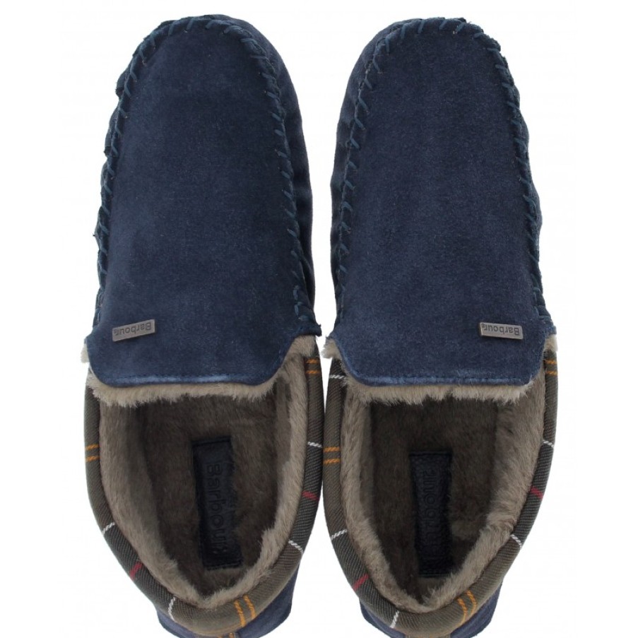 Men'S Barbour | Monty Msl0001 Slippers - Navy Suede