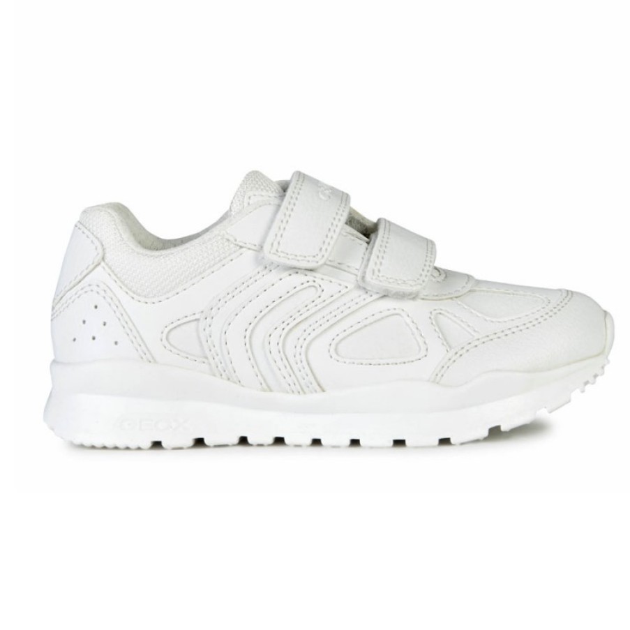 Children'S Geox Boys School Shoes | Pavel J0415C Trainers - White Leather