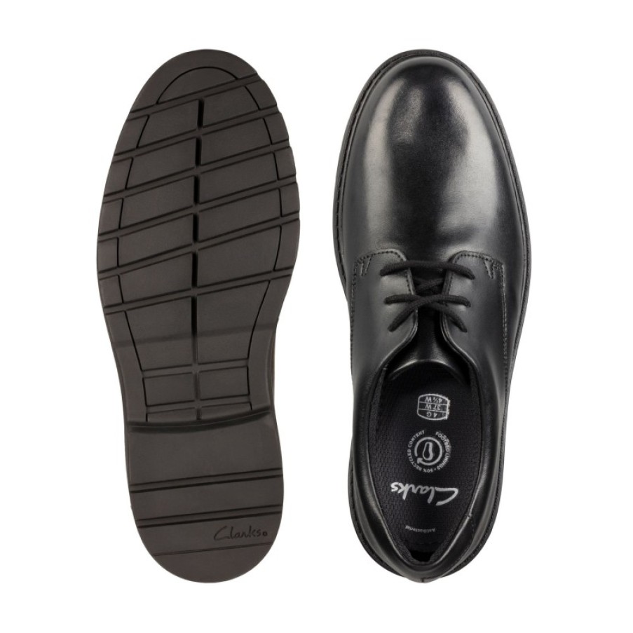 Children'S Clarks Boys School Shoes | Loxham Derby Youth School Shoes - Black Leather