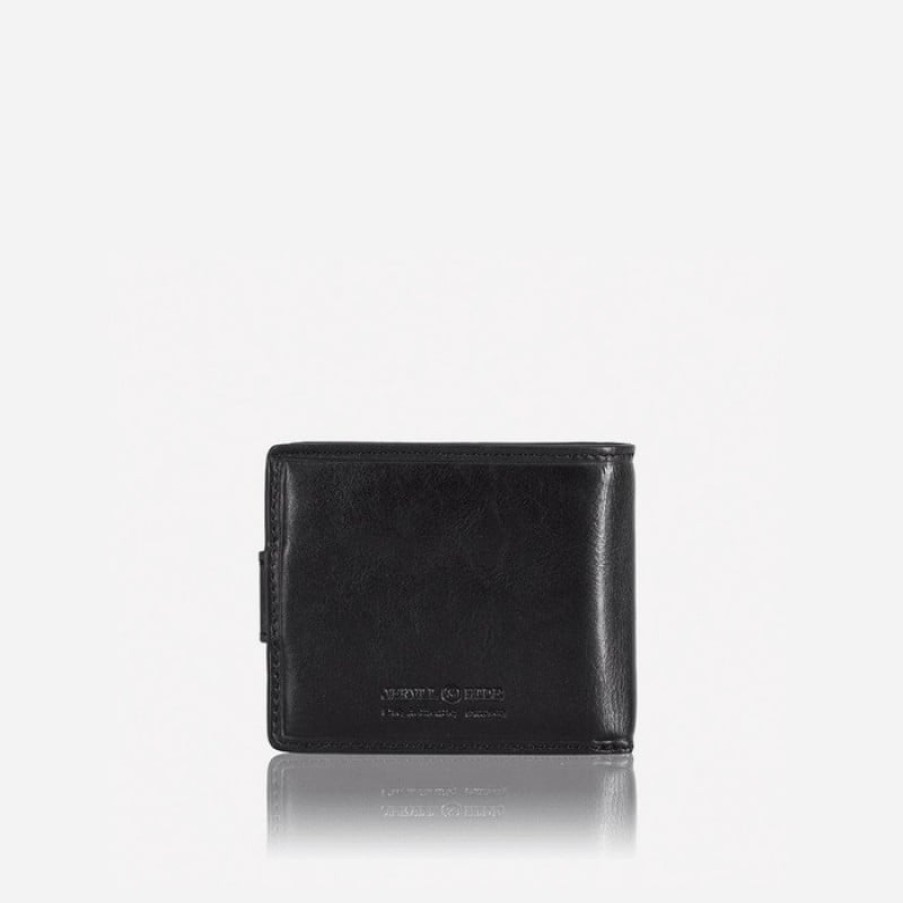 Men'S Jekyll & Hide | Jekyll & Hide Oxford Bifold Wallet And I.D Window - Black Leather