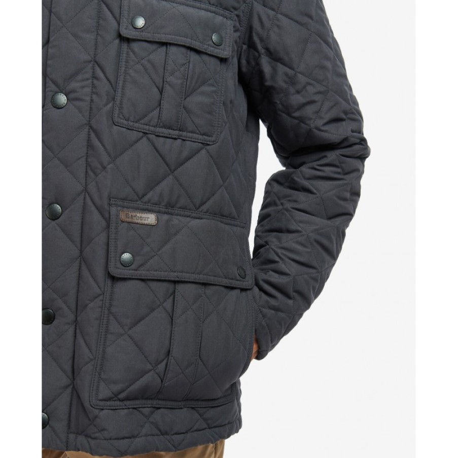 Men'S Barbour | Horsley Quilted Jacket Mqu1613 - Navy/River Birch Tartan