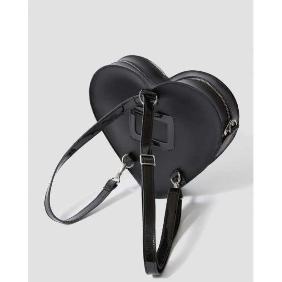 Women'S Dr. Martens | Leather Heart Shaped Bag - Black Leather