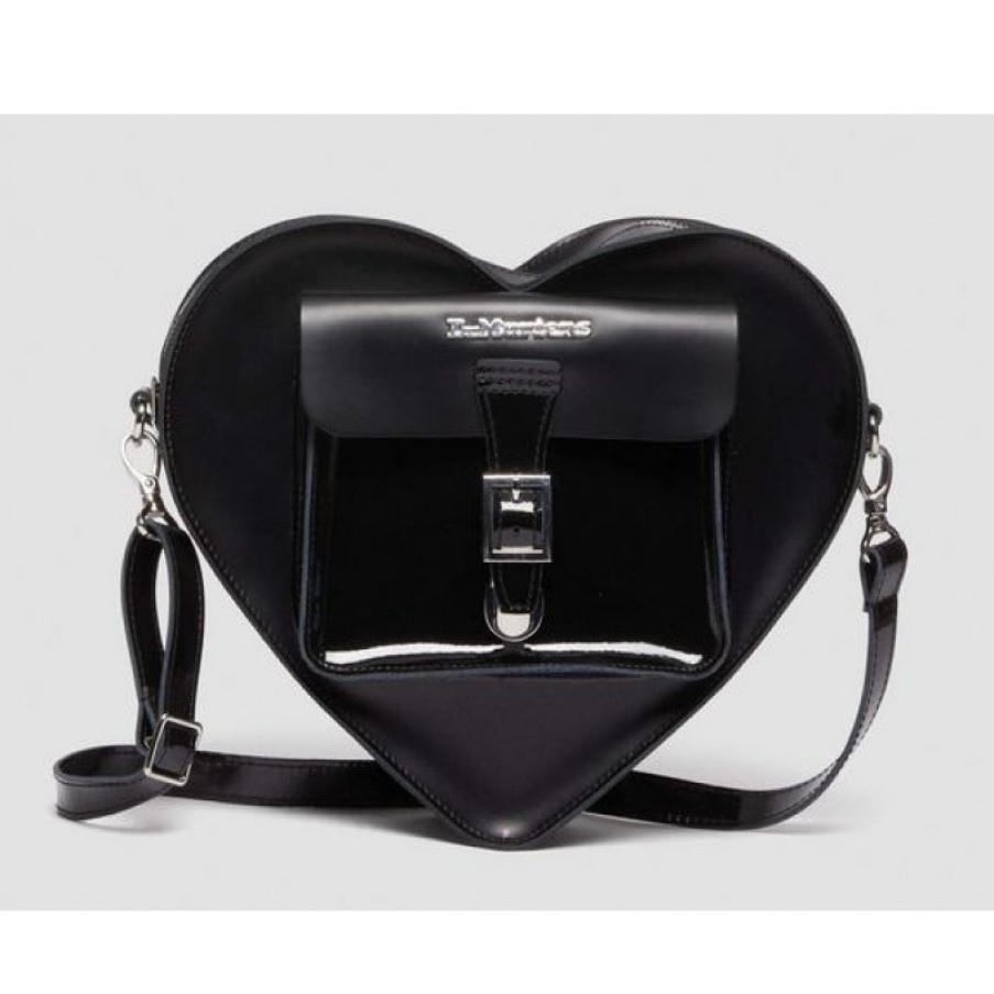 Women'S Dr. Martens | Leather Heart Shaped Bag - Black Leather