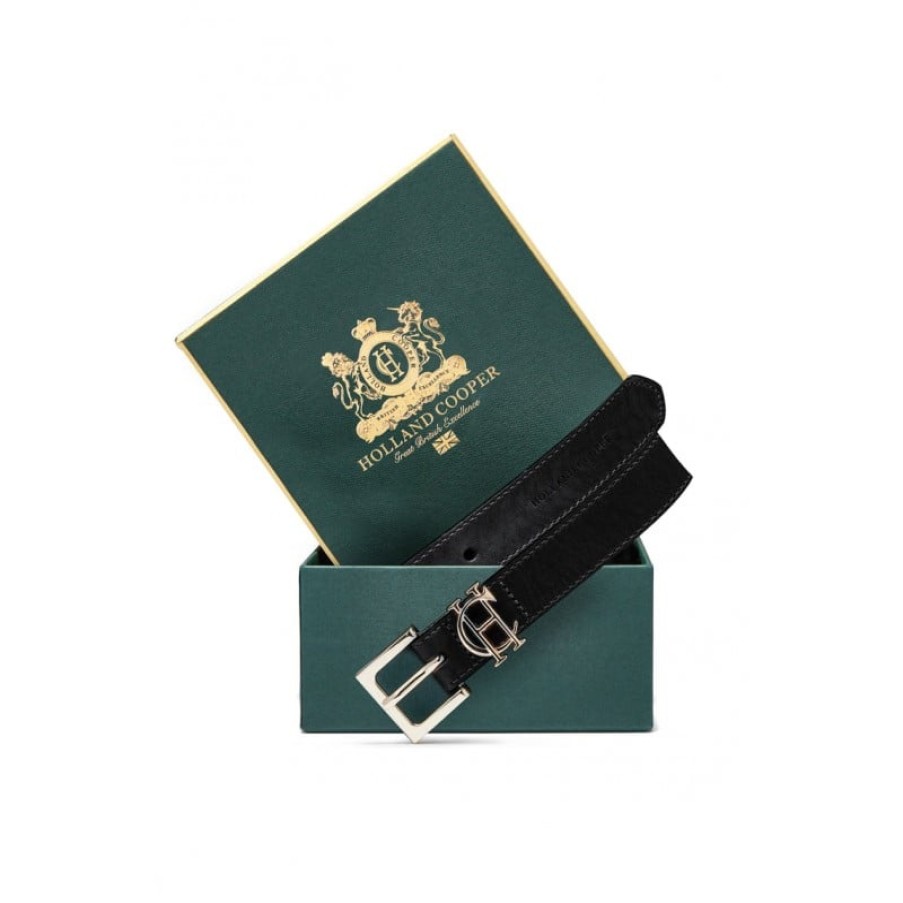 Women'S Holland Cooper | Hc Slim Logo Belt - Black