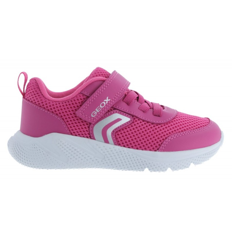 Children'S Geox Girls Trainers | J36Fwb J Sprintye Gb Trainers - Fuchsia/Silver