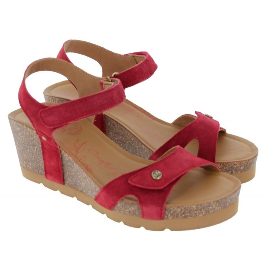 Women'S Panama Jack | Julia Wedge Sandals - Red Suede