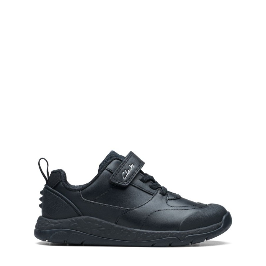 Children'S Clarks Boys School Shoes | Steggy Stride Kid School Shoes - Black Leather