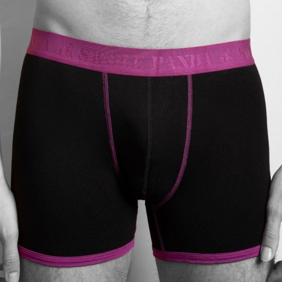 Men'S Swole Panda | Bamboo Boxers - Navy / Purple Band