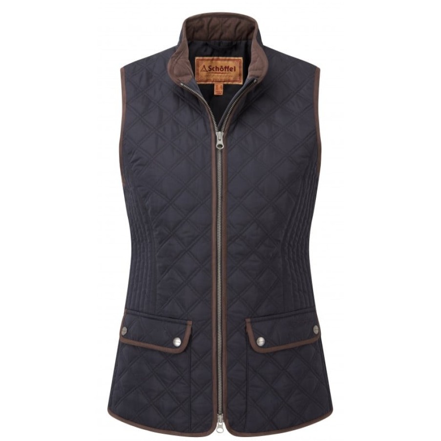 Women'S Schoffel | Ladies Quilt Gilet 4806 - Midnight