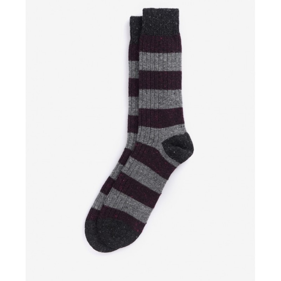 Men'S Barbour | Houghton Stripe Socks Mso0170 - Purple