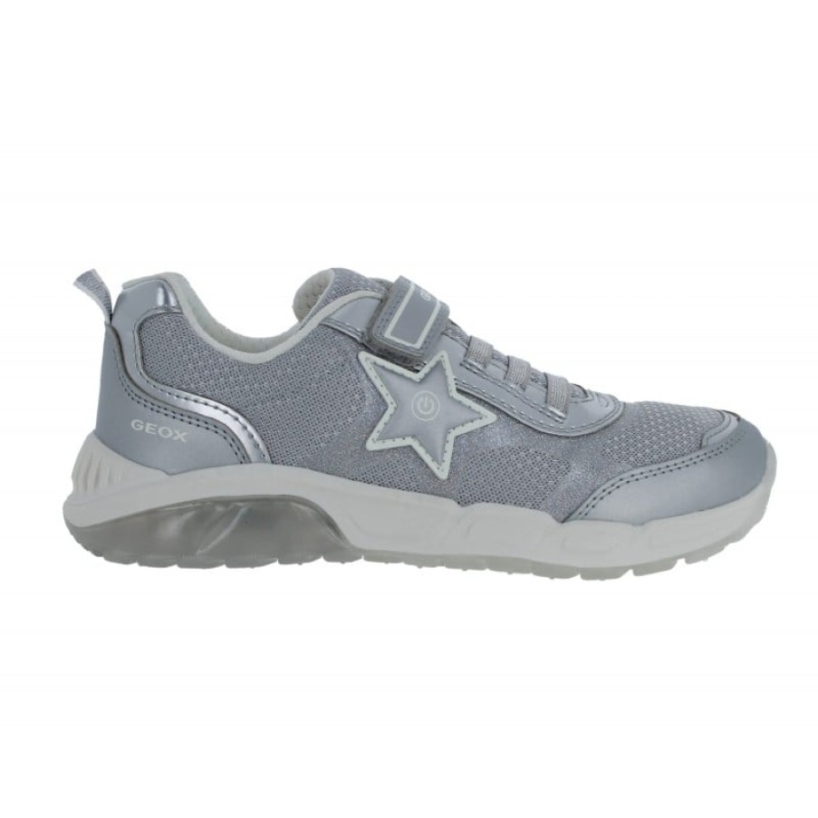 Children'S Geox Girls Trainers | Spaziale Girl J25Daa Trainers - Silver