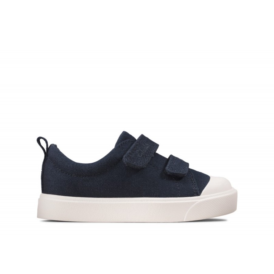 Children'S Clarks Boys Canvas Shoes | City Bright Toddler Canvas Shoes - Navy