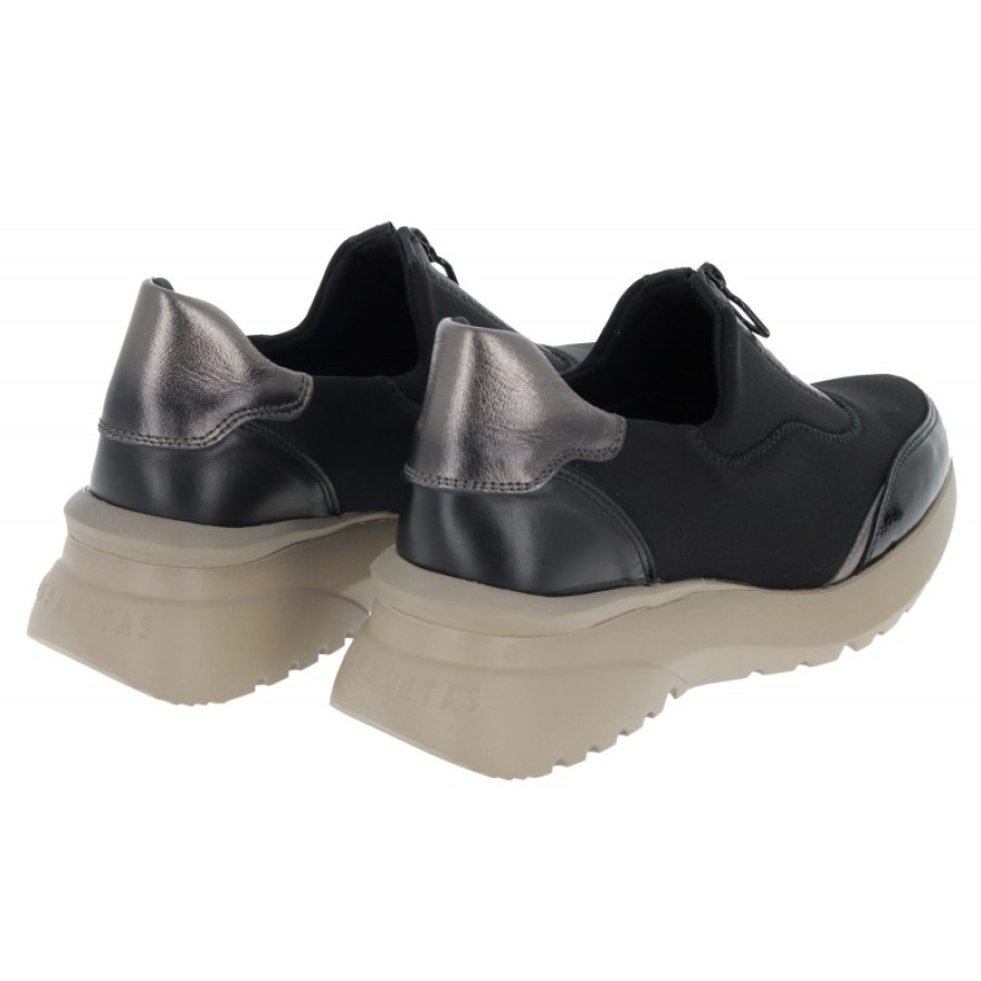 Women'S Hispanitas | Polinesia Hi233032 Slip On Zip Trainers - Black Leather