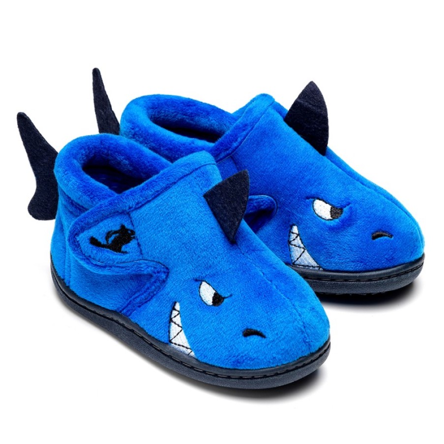 Children'S Chipmunks Boys Slippers | Sharky Memory Foam Slippers - Blue