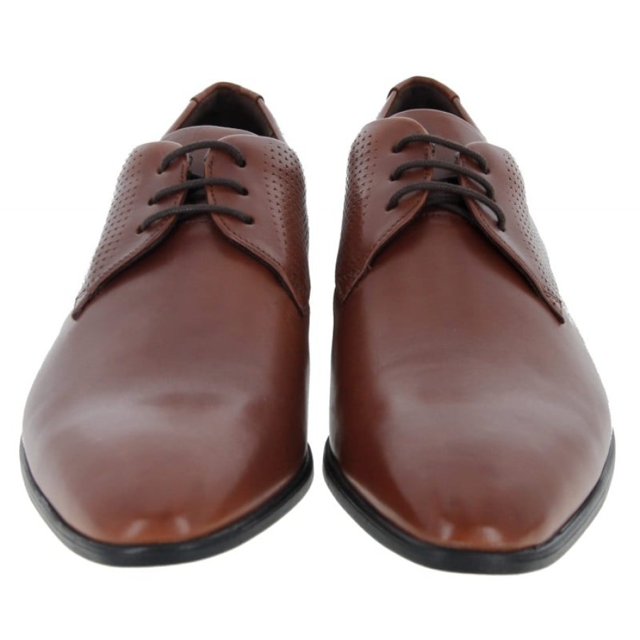 Men'S Clarks | Boswyn Lace Shoes - Dark Tan Leather