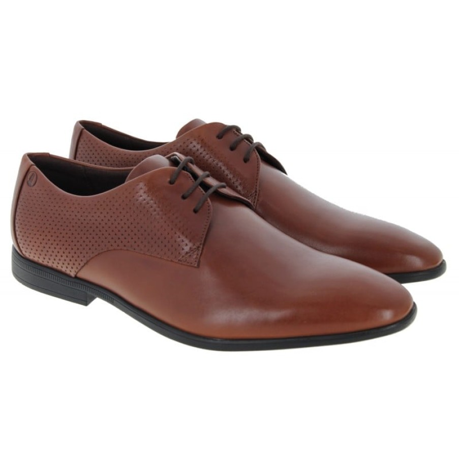 Men'S Clarks | Boswyn Lace Shoes - Dark Tan Leather