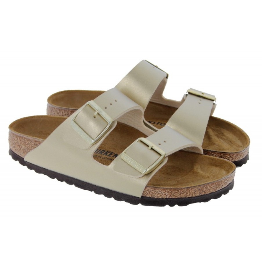 Women'S Birkenstock | Arizona 1016111 Sandals - Gold Birko-Flor