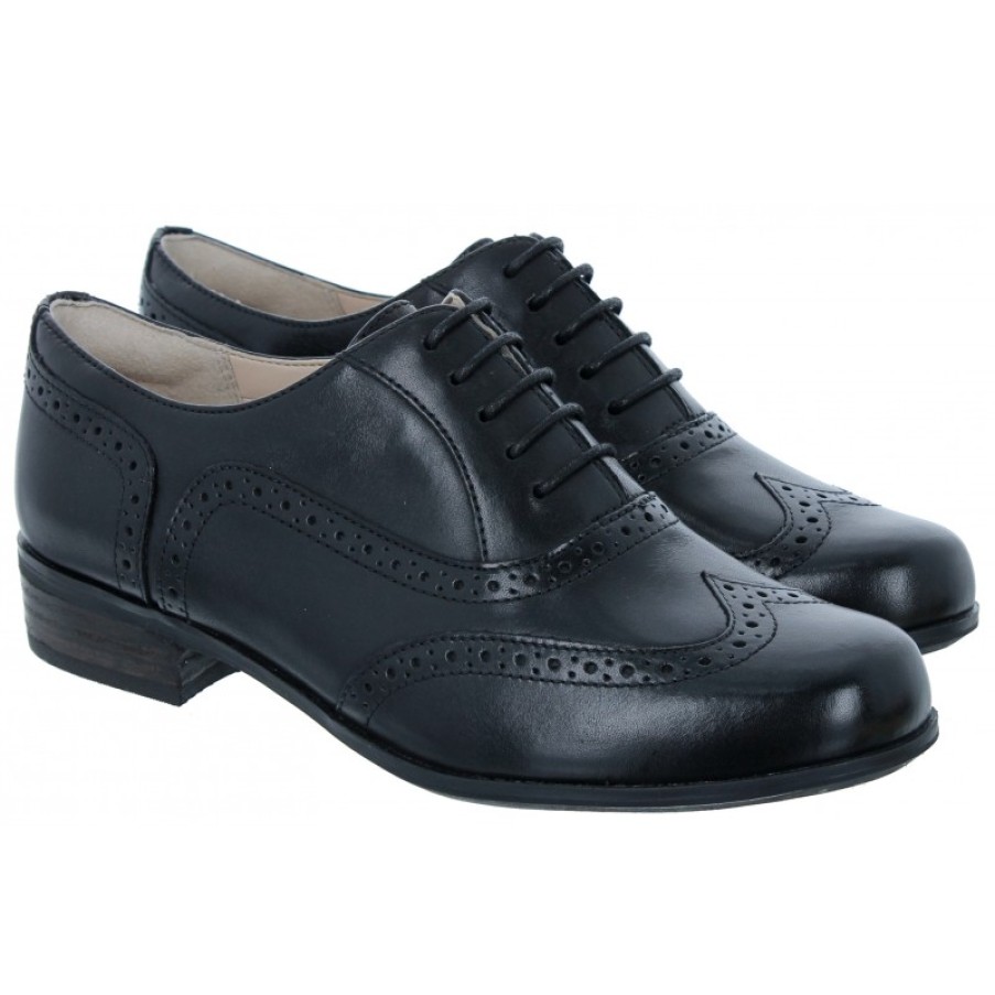 Children'S Clarks Teen Girls School Shoes | Hamble Oak Lace-Up Shoes - Black Leather