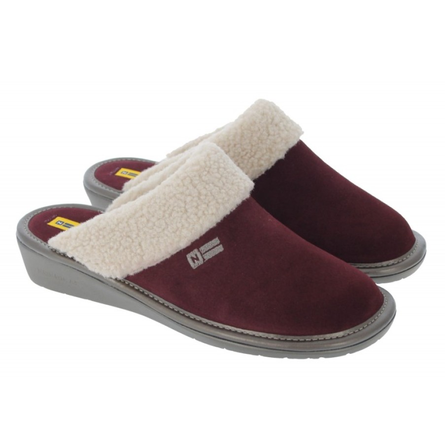 Women'S Nordikas | 1753-0/8 Mule Slippers - Burgundy Suede