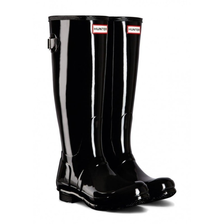 Women'S Hunter | Womens Orginal Tall Back Adjustable Gloss Wft1001Rgl Wellingtons - Black