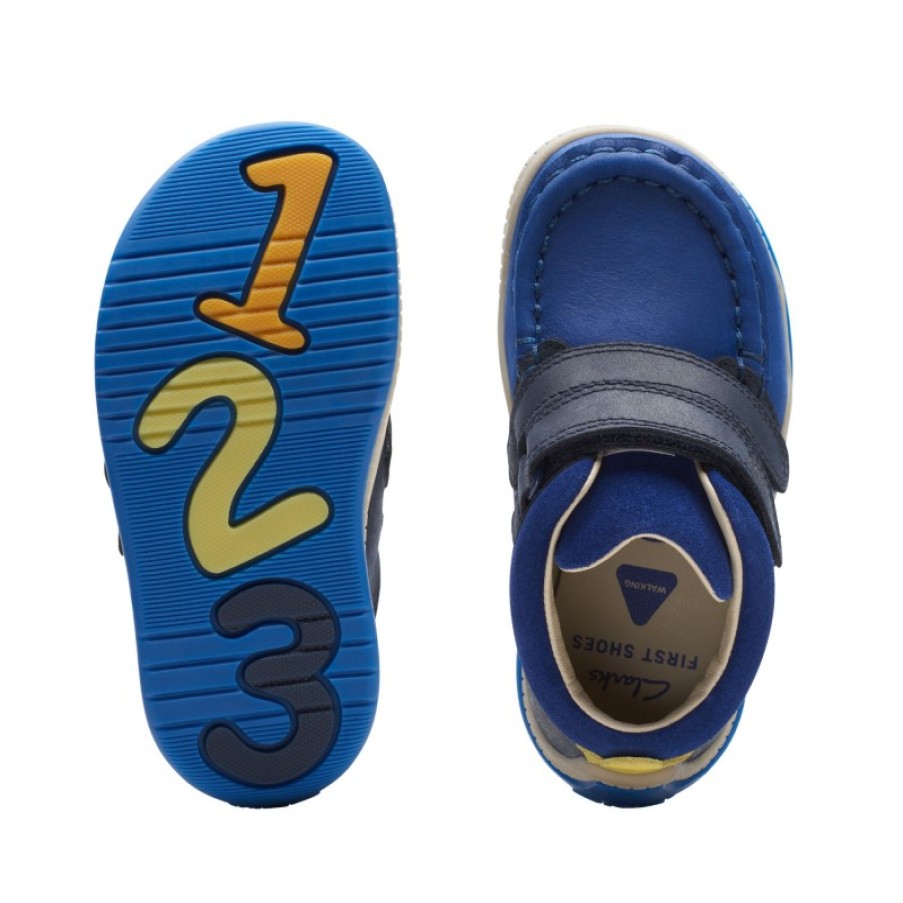 Children'S Clarks Boys Shoes | Noodle Play Toddler Shoes - Navy Combi Leather