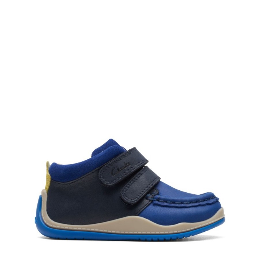 Children'S Clarks Boys Shoes | Noodle Play Toddler Shoes - Navy Combi Leather