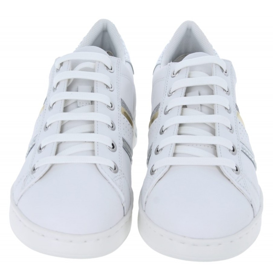 Women'S Geox | Jaysen D351Bb Trainers - White/Silver Leather